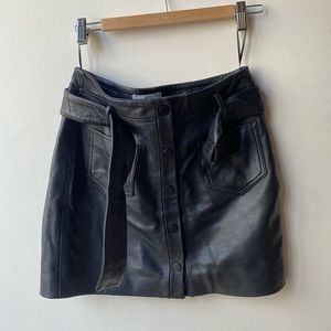 Mango Black Leather Short Skirt, size small